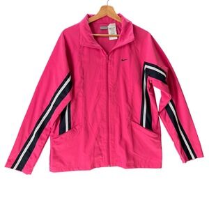 Nike Vintage Track Jacket Womens LT Pink Y2K Full Zip Athletic Stripe